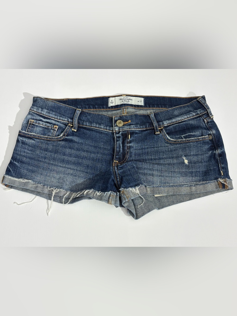 Abercrombie & Fitch Women's Blue Denim Cut Off Shorts Low Rise 5-Pocket Sz 4 27